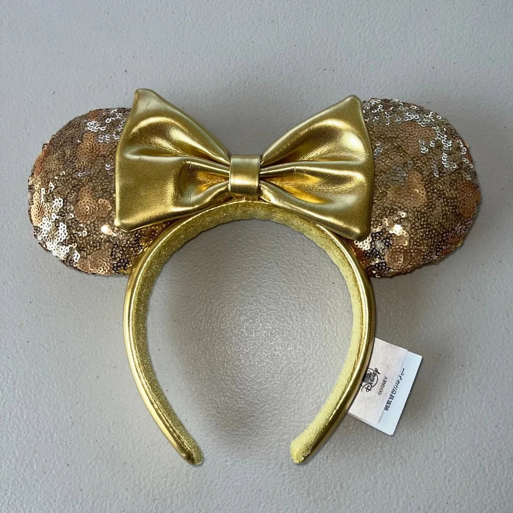 Disney Parks Gold Hidden Mickey Pattern Sequin Ears Headband